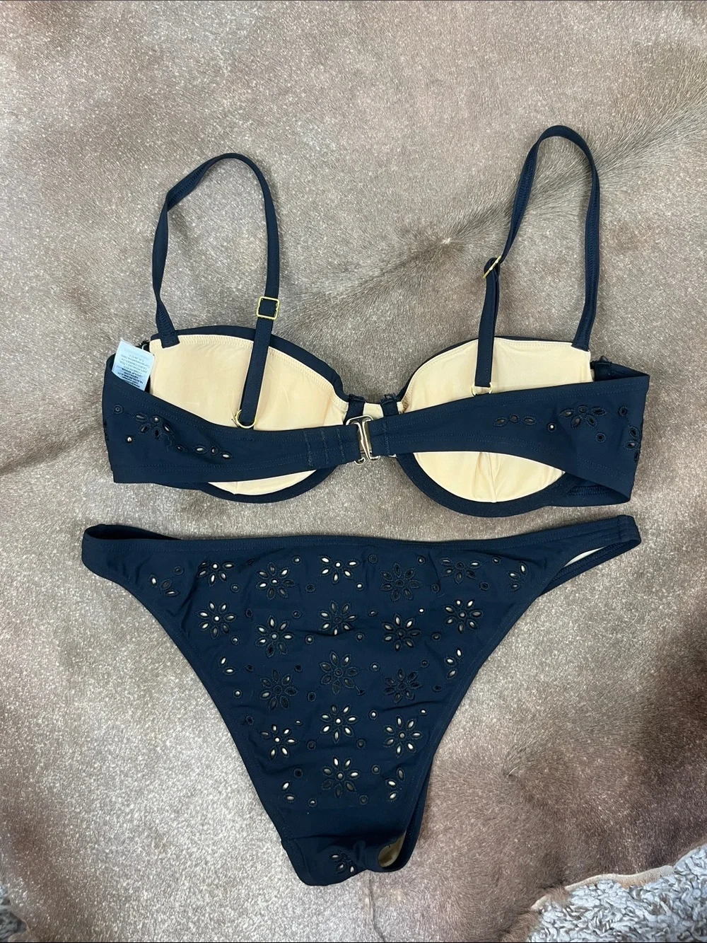 Tory Burch Broderie Underwire Bikini Hipster Laser Cut Floral Bikini Set/XS